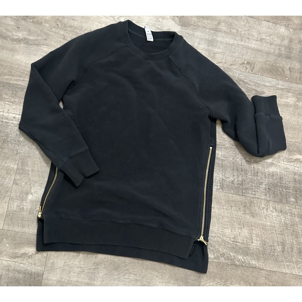 Varley Black‎ Ribbed Vine Athleisure Pullover Shirt Sweatshirt Zippers Sides XS - Picture 2 of 6